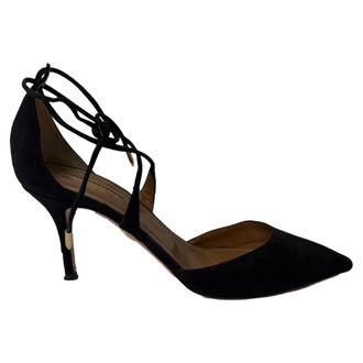 Aquazzura Pre-owned Womens Aquazzura Matilde 85 Pumps in Black Suede - Size 38.5 EU/IT
