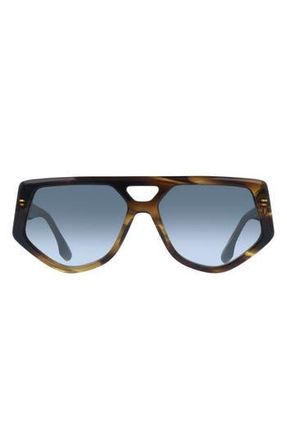 Victoria Beckham 58mm Modified Rectangle Sunglasses in Striped Khaki at Nordstrom Rack