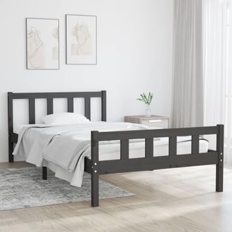 vidaXL Estructura De Cama Sin Colch&oacute;n Madera Maciza Gris 100x200 Cm Vidaxl