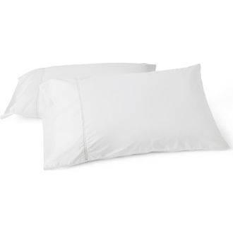 Coyuchi Lattice Organic Cotton Percale Pillowcases in Alpine White at Nordstrom, Size Standard