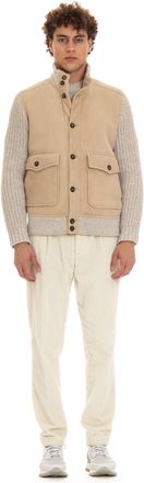 Eleventy Shearling Bomber with Knit Sleeves