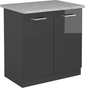 Vicco Armario Bajo Para Fregadero R-line, Antracita Alto Brillo, 80 Cm Et M&aacute;rmol