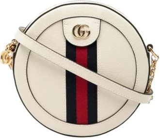Gucci Pre-owned Cross Body Bags, female, White, Size: ONE SIZE Pre-owned Mini Round Ophidia Crossbody Bag