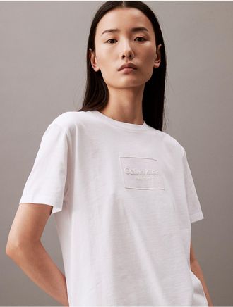 Calvin Klein Jeans Calvin Klein Womens Tonal Box Logo T-Shirt - White - XS