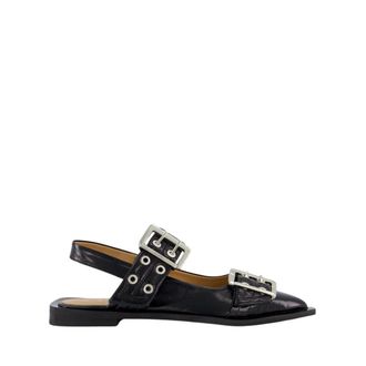 Ganni Ballerinas, female, Black, Size: 11 US Feminine Buckle Ballerinas