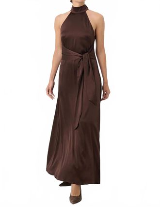 Toccin Jocelyn Tie-Front Satin Maxi Dress In Espresso
