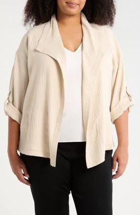 Max Studio Textured Open Front Jacket in Heather Oatmeal at Nordstrom Rack, Size 3X