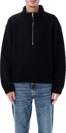 Mfpen Common Half Zip Sweater Black Fuzzy Recycled Fleece