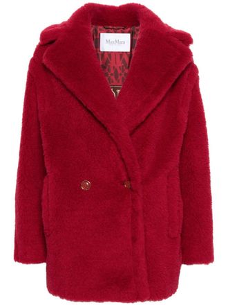 Max Mara Short Teddy faux-shearling coat - Red