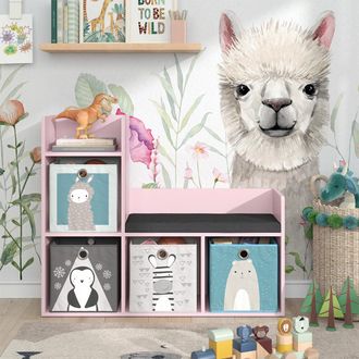 Vicco Estanter&iacute;a Infantil Luigi, Rosa, 107.2 X 88.6 Cm Con 2 Cajas Plegables (gris) Vicco