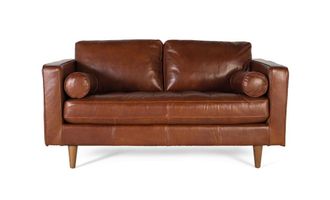 Giner&Colomer Sof&aacute; de piel natural con estructura de madera 164 cm