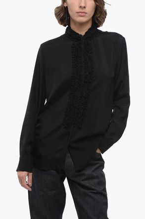 Jil Sander Camicia in Viscosa FLUID con Dettaglio Ruffle Jil Sander