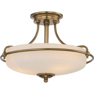 Netlighting Griffin 3 Light SemiFlush Light Weathered Brass E27 in Yellow