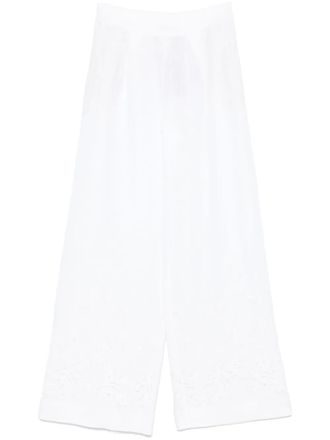 Ermanno Scervino embroidered trousers - women - Linen/Flax/Polyester/Polyamide/Cotton - 38 - White