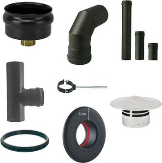 Qlima Kit con cappello Scarico Fumi Per Stufa a Pellet diam 80 Completo Di Guarnizioni