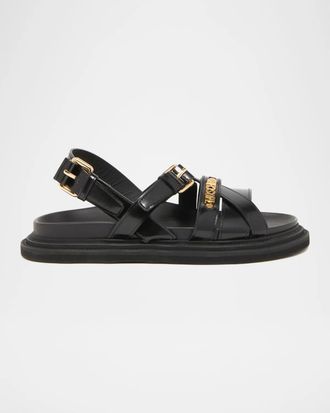 Moschino Logo Leather Sandals