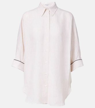 Brunello Cucinelli Monili striped oversized linen shirt
