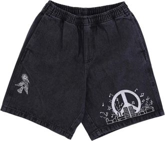 Obey Zwarte Denim Gemakkelijke Pasvorm Jeans - Heren - Denim shorts - Zwart - XL - Denim - Korte Broeken