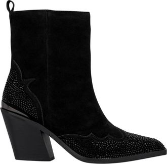 Alma En Pena Enkellaars teen details - Dames - Cowboylaarzen - Zwart - 39 EU - Schoenen