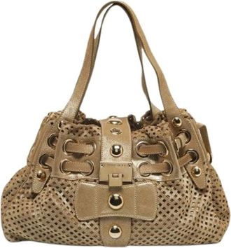 Jimmy Choo London Pre-owned Handbags, female, Yellow, Size: ONE SIZE Pre-owned Suede Shoulder Bag