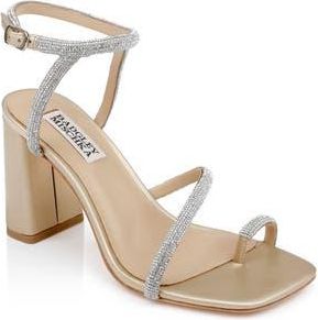 Badgley Mischka Dalilah Ankle Strap Toe Loop Sandal in Gold Leather at Nordstrom Rack, Size 6.5
