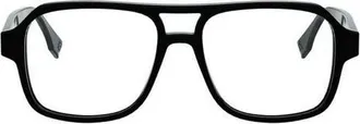 Fendi FF Squared 54mm Square Optical Glasses in Shiny Black at Nordstrom