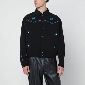 Needles Black shirt with light-blue embroidery