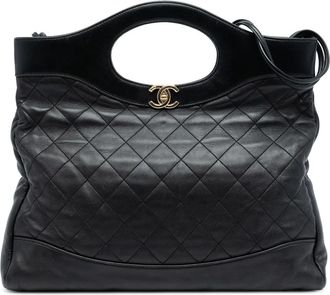 Chanel 2018-2019 Large Quilted Lambskin 31 Shopping Bag satchel - Nero