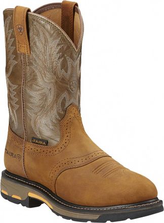 Ariat Mens Workhog H2O Boot In Aged Bark/army Green