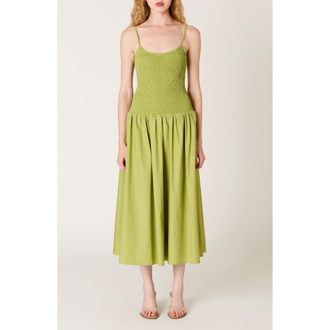 Nia Granada Open Back Cotton Midi Sundress in Terragon at Nordstrom, Size X-Small