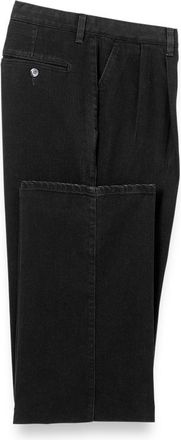Paul Fredrick Denim Pleated Pants in Black at Nordstrom, Size 32 X 32