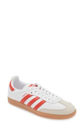 adidas Gender Inclusive Samba OG Sneaker in White/Solar Red/Off White at Nordstrom, Size 10.5 Womens
