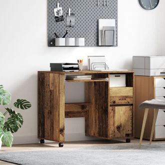 Berkfield Home Brown Computer Desk Old Wood Particle board, Metal Standard