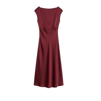Pennyblack Satin Draped Dress - Dames - Casual kleedjes - Rood - M - Polyester - Kleedjes
