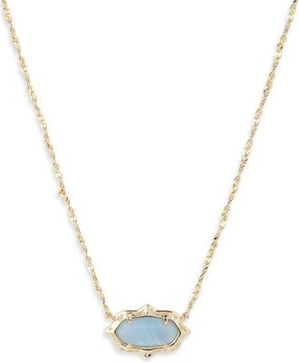 Kendra Scott Elisa Scallop Pendant Necklace in Gold Sky Blue Abalone at Nordstrom
