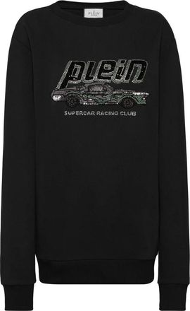 Philipp Plein Pullover Round Neck LS Cars Racing - Dames - Sweatshirts - Zwart - L - Katoen - Hoodies & sweatvesten