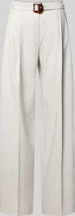 HUGO BOSS Weite Hose aus Leinen-Mix mit G&uuml;rtelschnalle in Beige, Gr&ouml;&szlig;e 32