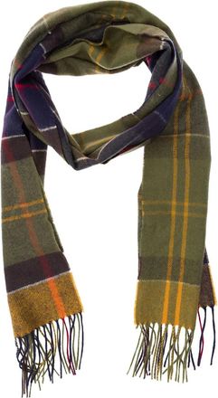 Barbour Sciarpa tartan con frange - Verde
