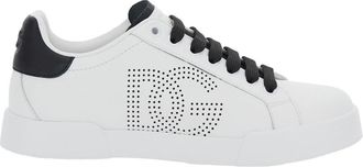Dolce & Gabbana portofino Light White Sneakers With Perforated Logo On The Side And Logo Patch On The Tongue In Leather Woman