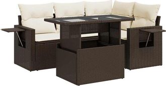 vidaXL Set comedor de jardín 5 piezas y cojines ratán sintético marrón vidaXL