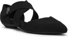 Anne Klein Oswaldo Pointed Toe Flat in Black Stretch at Nordstrom Rack, Size 9.5