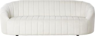 Beliani Sof&aacute; 3 Plazas Terciopelo Asiento Acolchado Respaldo Bajo Retro Contempor&aacute;neo Blanco Crema Malung