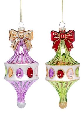 Mark Roberts Jeweled Finial with Bow Ornament, Set of 6 in Light Purple at Nordstrom