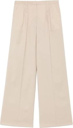 Barbara Bui Broeken met persvouw - Dames - Wijde Broeken - Beige - M - Wol - Broeken