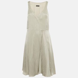 Emporio Armani Grey Satin Pattered Mini Dress