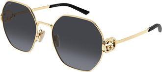 Gucci Grey Geometric Ladies Sunglasses GG2046S 001 58