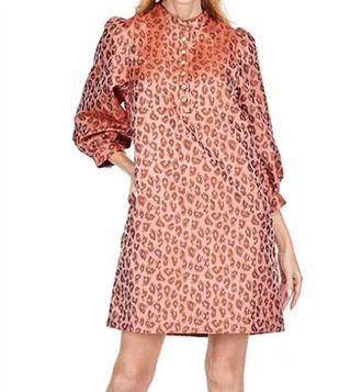 Jade Yoga Button Chemise Dress In Cheetah Brocade