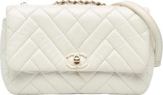 Chanel Pre-owned The Small Mix Quilted Aged Calfskin New Clutch Flap - Dames - Vintage Schoudertas - Wit - ONE Size - Leer - Vintage
