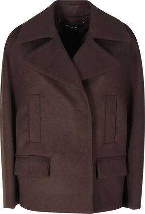Federica Tosi Dark Brown Short Caban Wool-Cashmere Coat