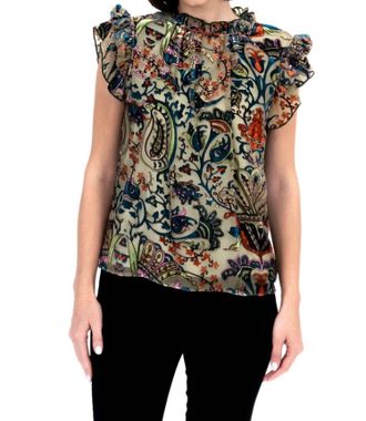 Eva Franco Vixen Top In Vineyard Bloom Pine